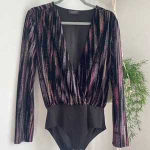 Festive sparkly Zara long-sleeves bodysuit